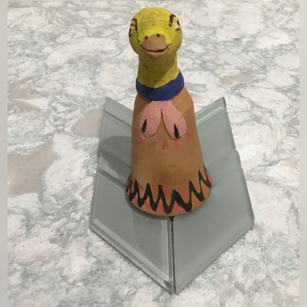 Vintage Mexican Oaxaca ceramic BIRD bell attrib to JOSEFINA AGUILAR 5” tall